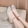Women's Wedding Heels 2024 Spring Ankle Buckle Crystal Light Chunky Heels Women's Fashion Heels Shoes for Women Heels Women