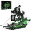 JMBricklayer Pirate Ship Block Set with Light Ghost Ship Flying Dutchman Model Ship 40001 Adult Pirate Ship Model Assembly Toy Halloween Decoration