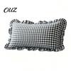 Modern Minimalist Cushion Covers Ruffle Throw Pillow Cover, Cotton Plaid Case with Frill Edge, 18x18 Decorative Inch 20x12 Cover for Farmhouse