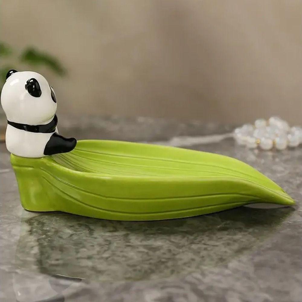 Bamboo Self Draining Soap Holder Cute Soap Rack No Punching Panda Soap Dish  Counter Tray