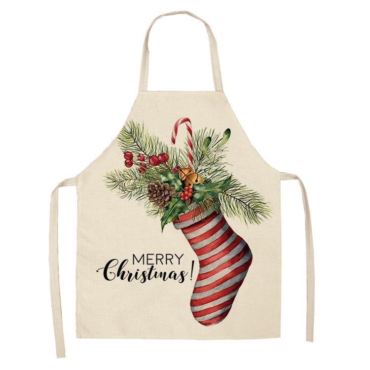 New cartoon Christmas sleeveless printing sleeveless apron home waterproof kitchen dust protection