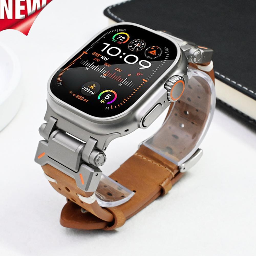 Роскошный кожаный ремешок для Apple Watch Ultra 3 49 мм 11 46 мм Браслет для iWatch ultra 2 49 мм Серии 9 8 7 se 6 45 мм 44 мм Ремешок для часов