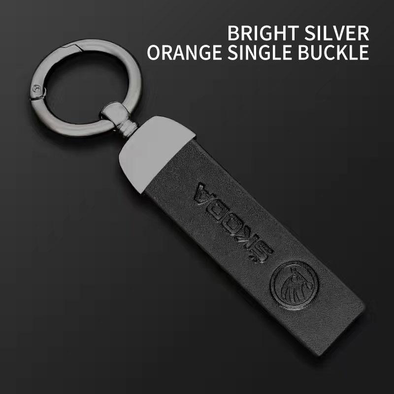 High Grade Leather Keychain Car Logo Keyring Accessories For Skoda Octavia Superb Rapid Kodiaq Karoq Fabia Kamiq Citigo VisionS knzh54