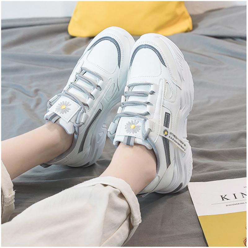 Осенняя Мода Платформа Кроссовки 2024 Новые Кожа ПУ Женские Толстая Подошва Повседневные Кроссовки Молодежные Девушки Студенты Тренировочная Обувь Шнуровка