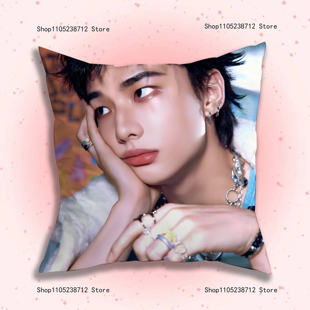 Singer HHyunjinS Pillow Case Plush Fabric Soft Pillowcase Double Sided Print Sofa Cushion Cover Throw