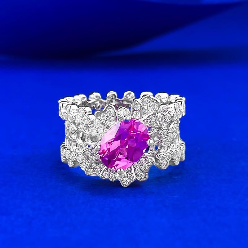 Кольцо Zhuo Zhifan Lace Pink Bao из серебра 925 пробы, стиль «голубиное яйцо» 6x8 мм для женщин