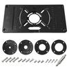 Router Table Insert Plate Aluminum Trimming Machine Engraving Flip Board with 4 Rings for Woodworking