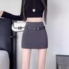 Женская юбка А-силуэта с высокой талией и поясом, черная - Сексуальный летний стиль