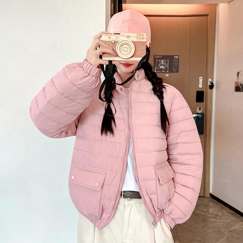 Autumn and winter stand-up collar couple's versatile down cotton outdoor women's ribs trendy women's short light and trendy