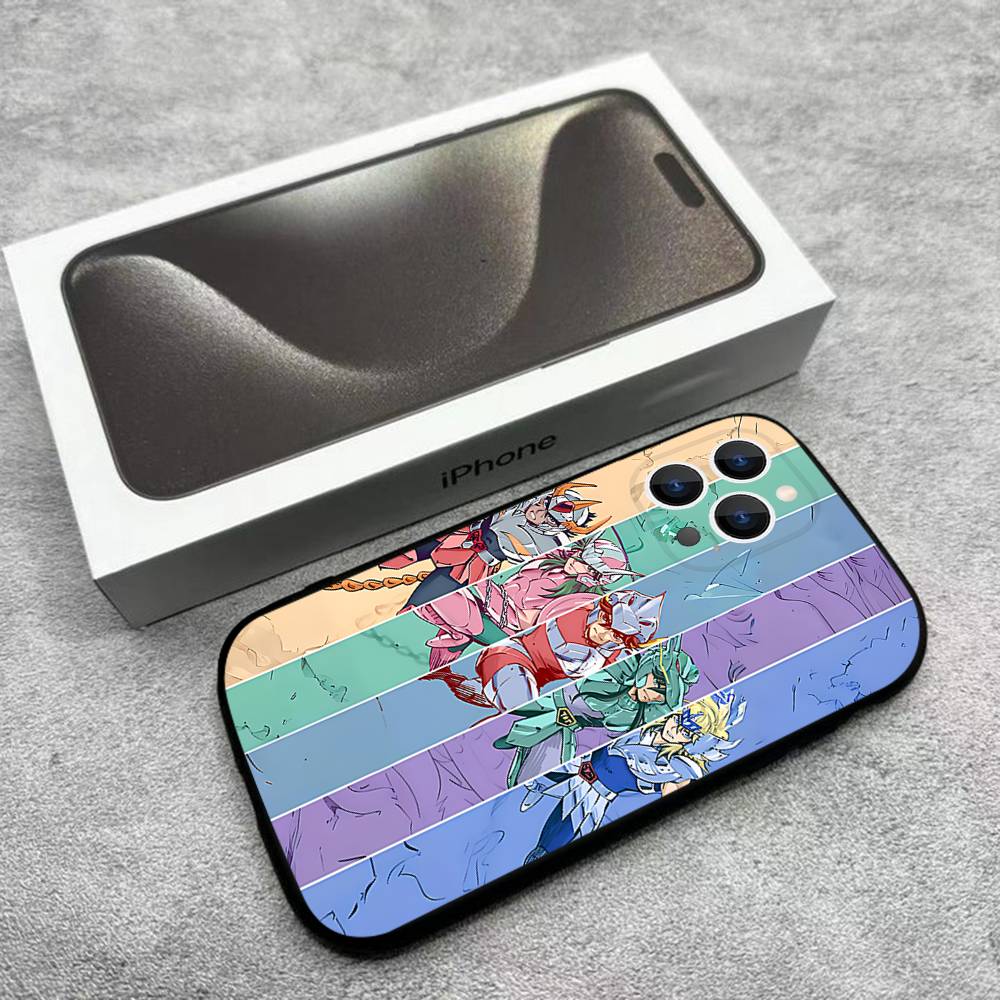 Чехол для телефона для iPhone 17,16,15,14,13,12,Pro,Max,Plus,E,SE4,Air,Mini S-Рыцари Зодиака Черный Мягкий Короб