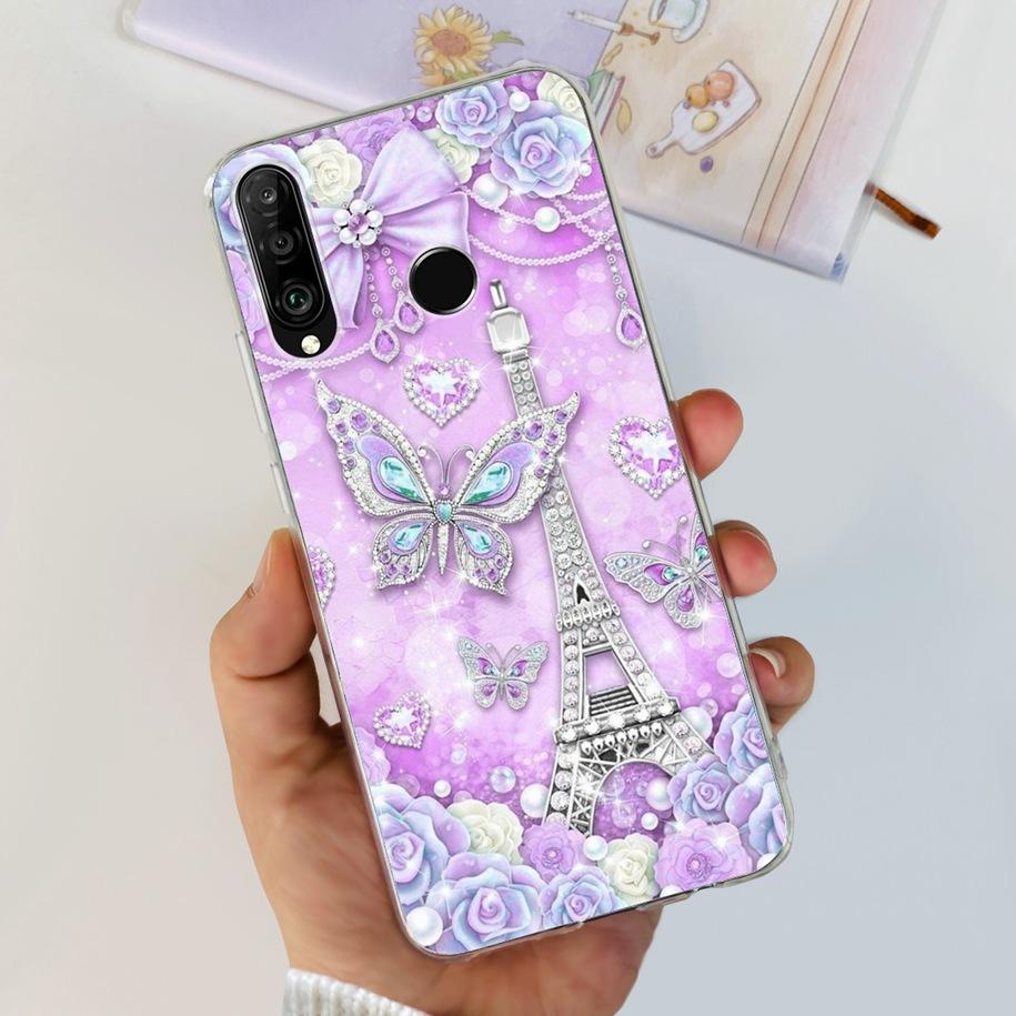 For Huawei P30 Lite Case 2020 Fashion Flower Bumper Soft Silicone Clear Cover For Huawei P30 Lite Pro Fundas P 30 P30Lite Hoesje