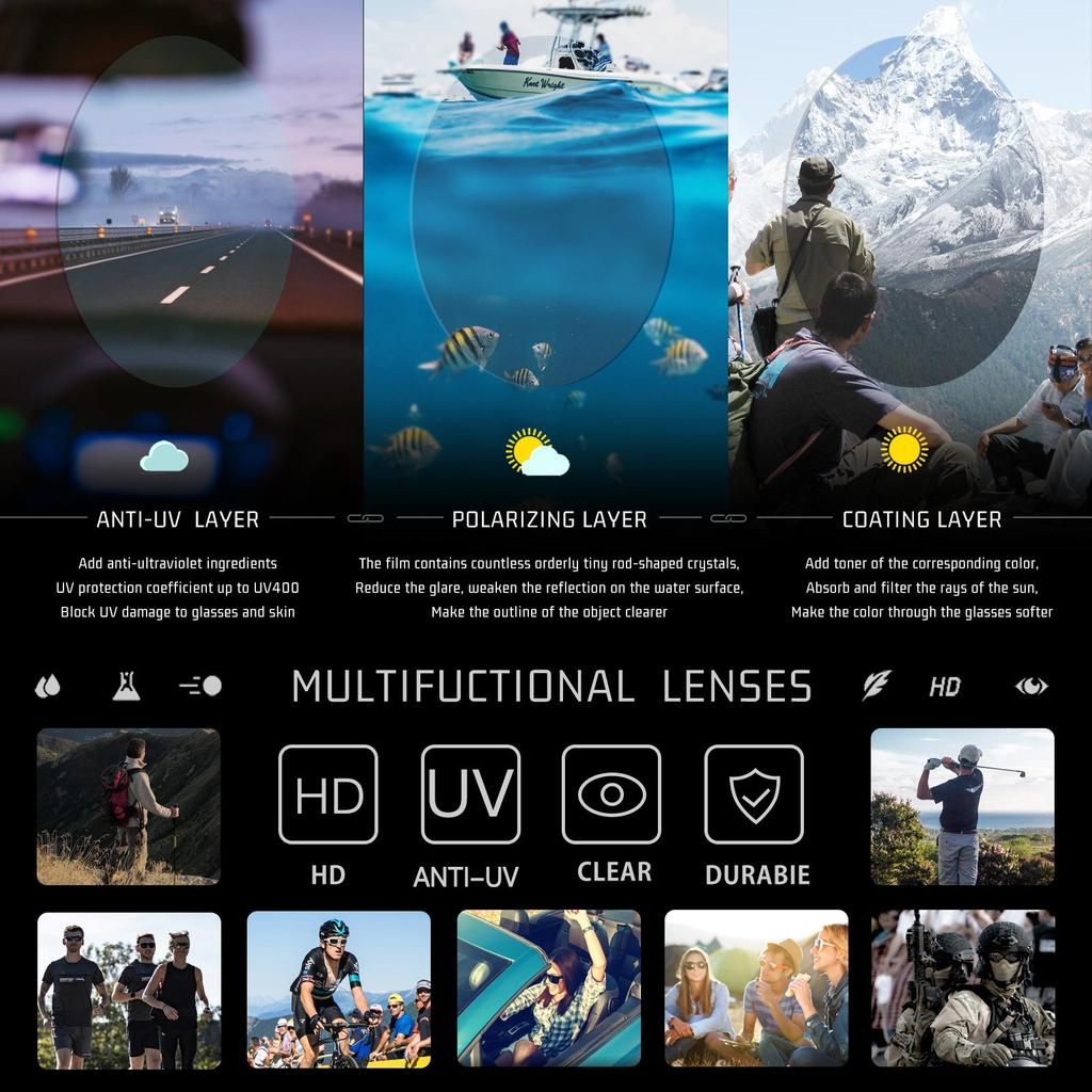 Queshark Square Polarized Cycling Glasses UV400 Sport Eyewear Camping Hiking Fishing Sunglasses