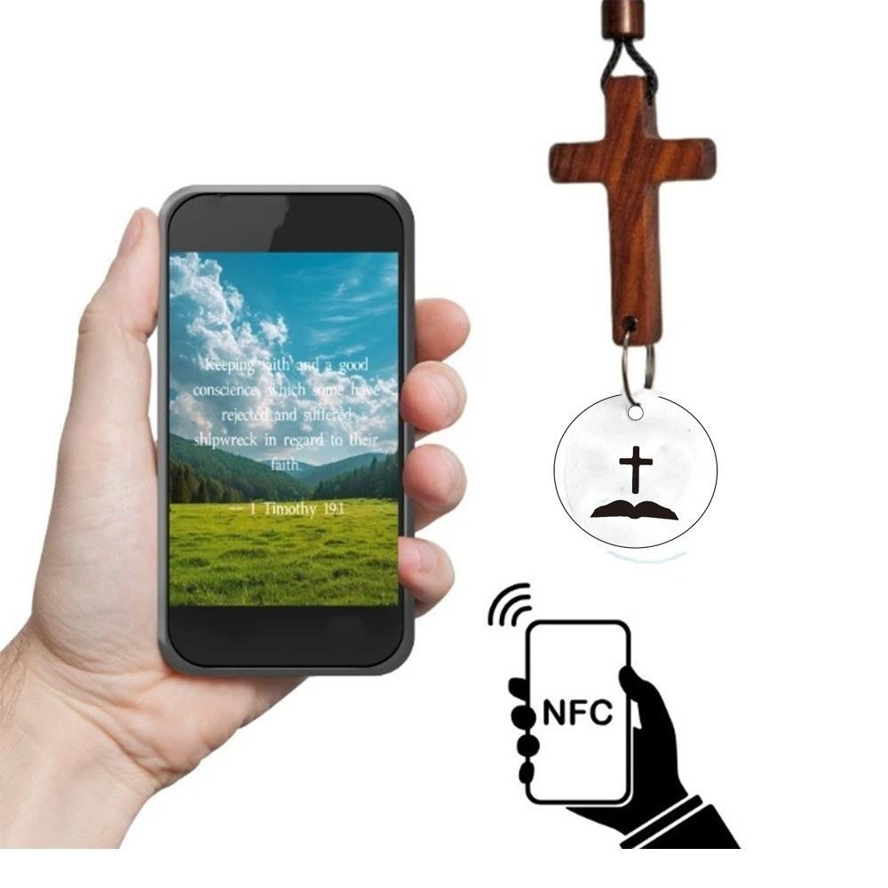 Handmade NFC Bible Cross Pendant Wooden Cross Car Mirror Hanging Jewelry Gift