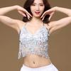 Belly Dance Sequin Fringe Top Nightclub Performance Halter Bra Dance Wear Show Costumes Halter Bra  Performance Top
