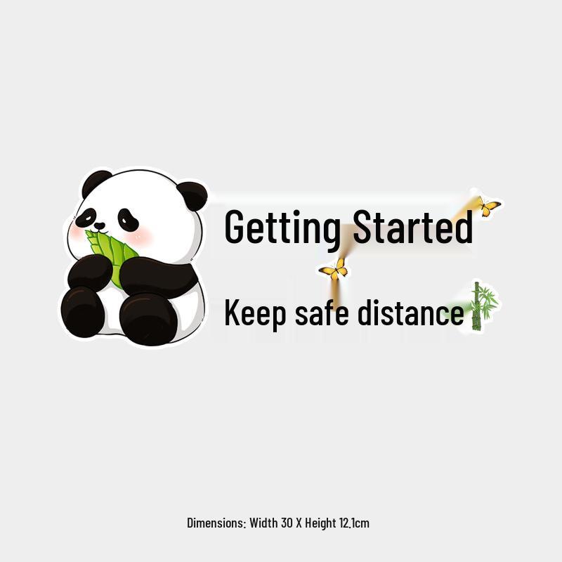 Panda Cartoon Reflective Warning Sticker: 'New Driver, Keep Distance' – Waterproof Rear Windshield Decal
