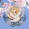 Metal Rotating Wind Chime Swan Lake Morning Flight Pattern Spiral Hanging Garden Decor Kinetic Art Windmill Dual Rotating