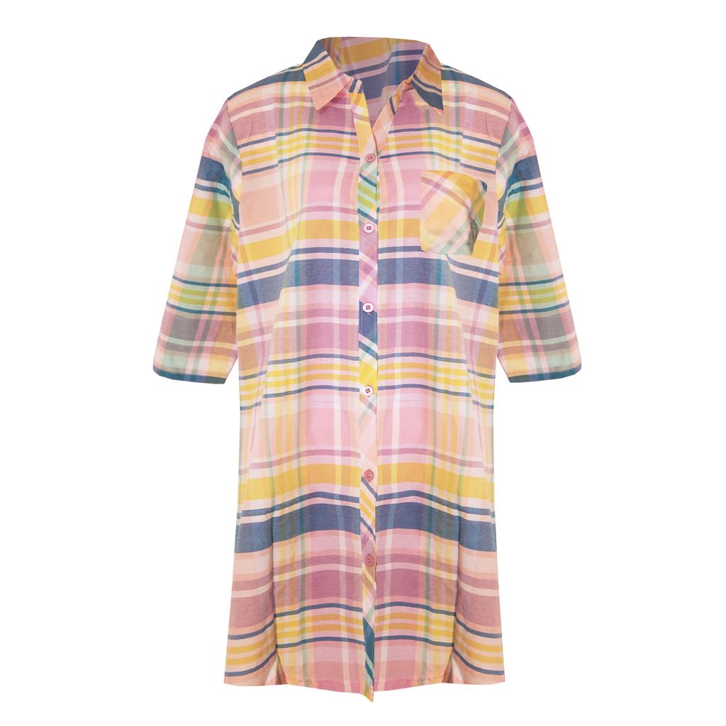 Forever Dreaming Womens/Ladies Checked Button-Down Nightshirt