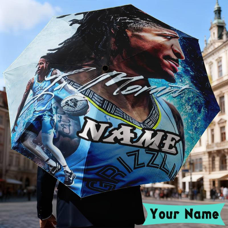 Custom Name Basketball Player Morant Umbrella, Foldable Umbrella Suitable for Outdoor Shopping Travel Sports, Exquisite Gift for Family
