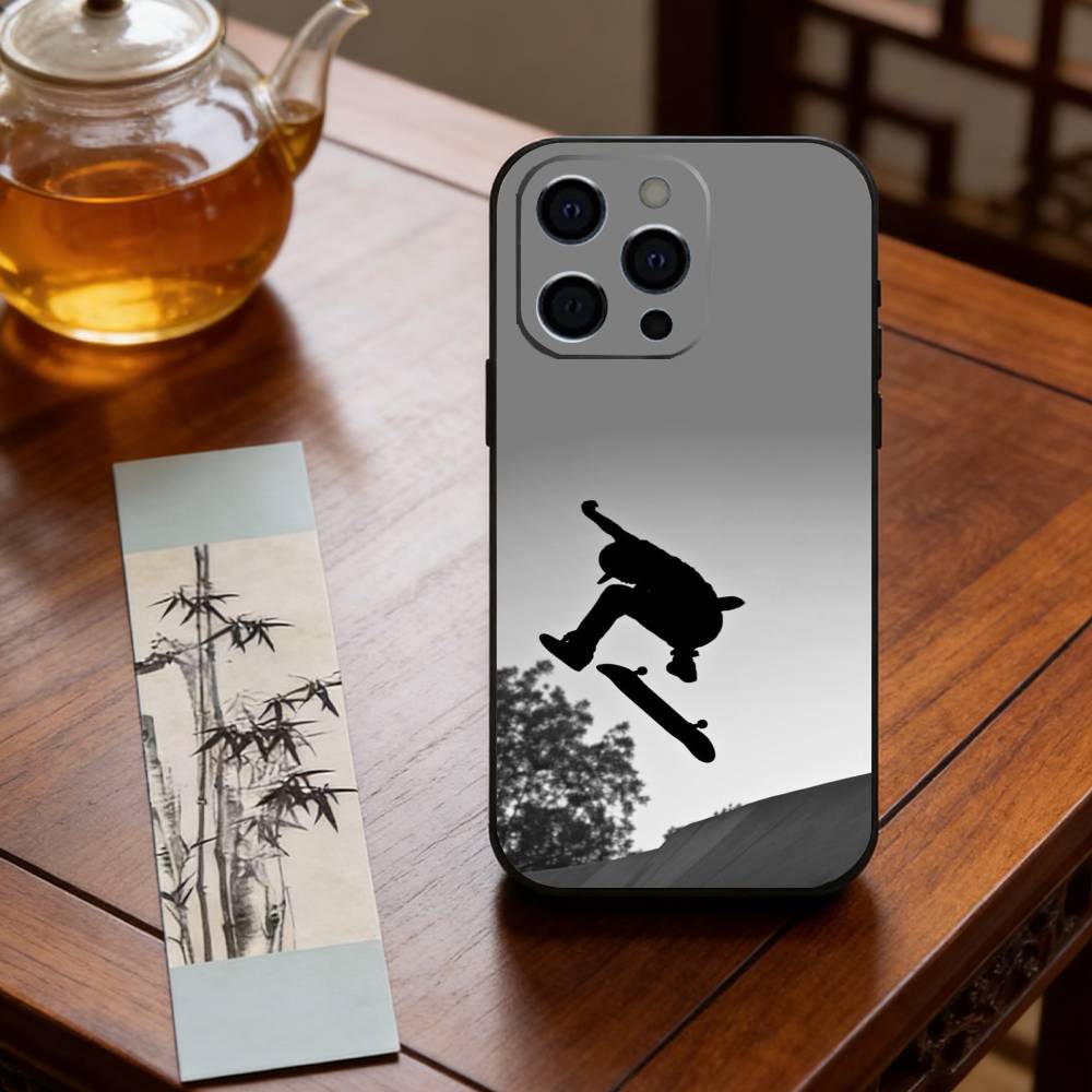 Cool Skateboard Phone Case For iPhone 17, 16,15,14,13,12,11 Plus,Pro Max, Others Soft Black Cover