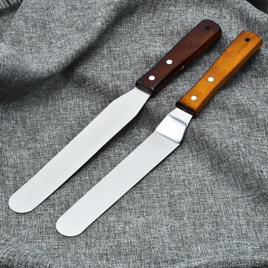 Лопатка для торта, кондитерские инструменты с деревянной ручкой, скребок из нержавеющей стали для кексов, мастики, для кухни