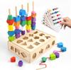 MFDXWCV Educational Montessori Threading Birthday Gift for and 3 Year Baby Wooden Shape Boys and Shape Matching Puzzle Toy, Toy, 1, 2, Olds, Toy,