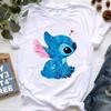 Disney Lilo Stitch Cute Cartoon Print Women T-Shirt Summer Streetwear Short Sleeve T Shirt Fashion Casual Female Clothes Tops