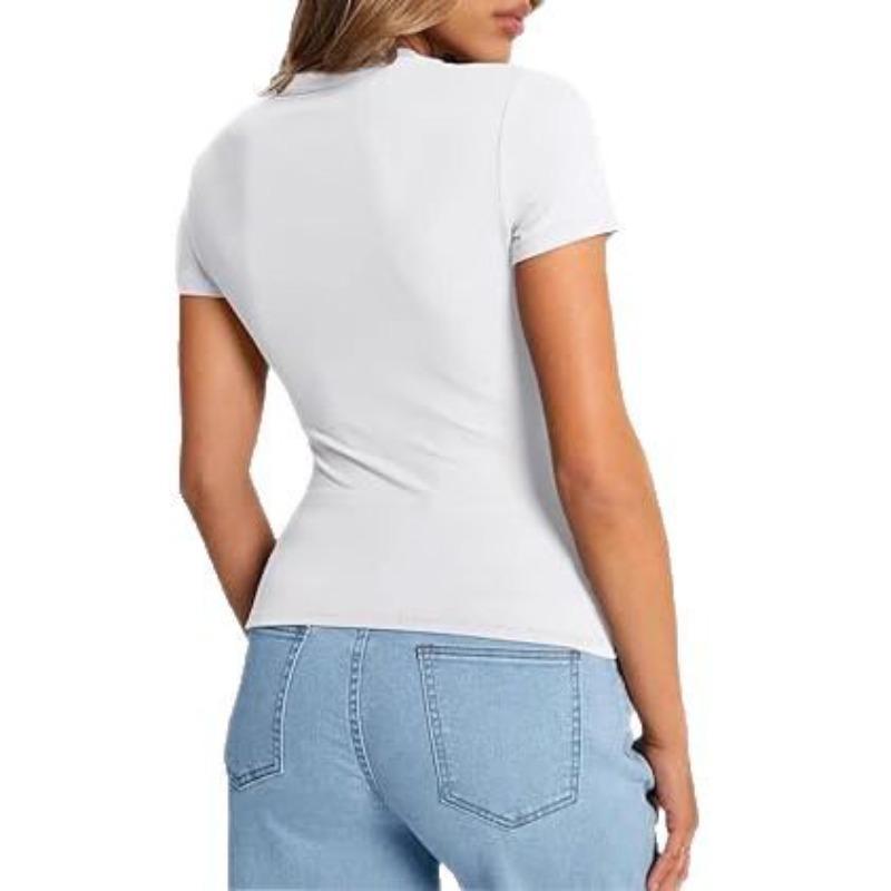 DAFIFY Женские модные повседневные летние весенние однотонные блузки и рубашки с короткими рукавами и круглым вырезом с принтом