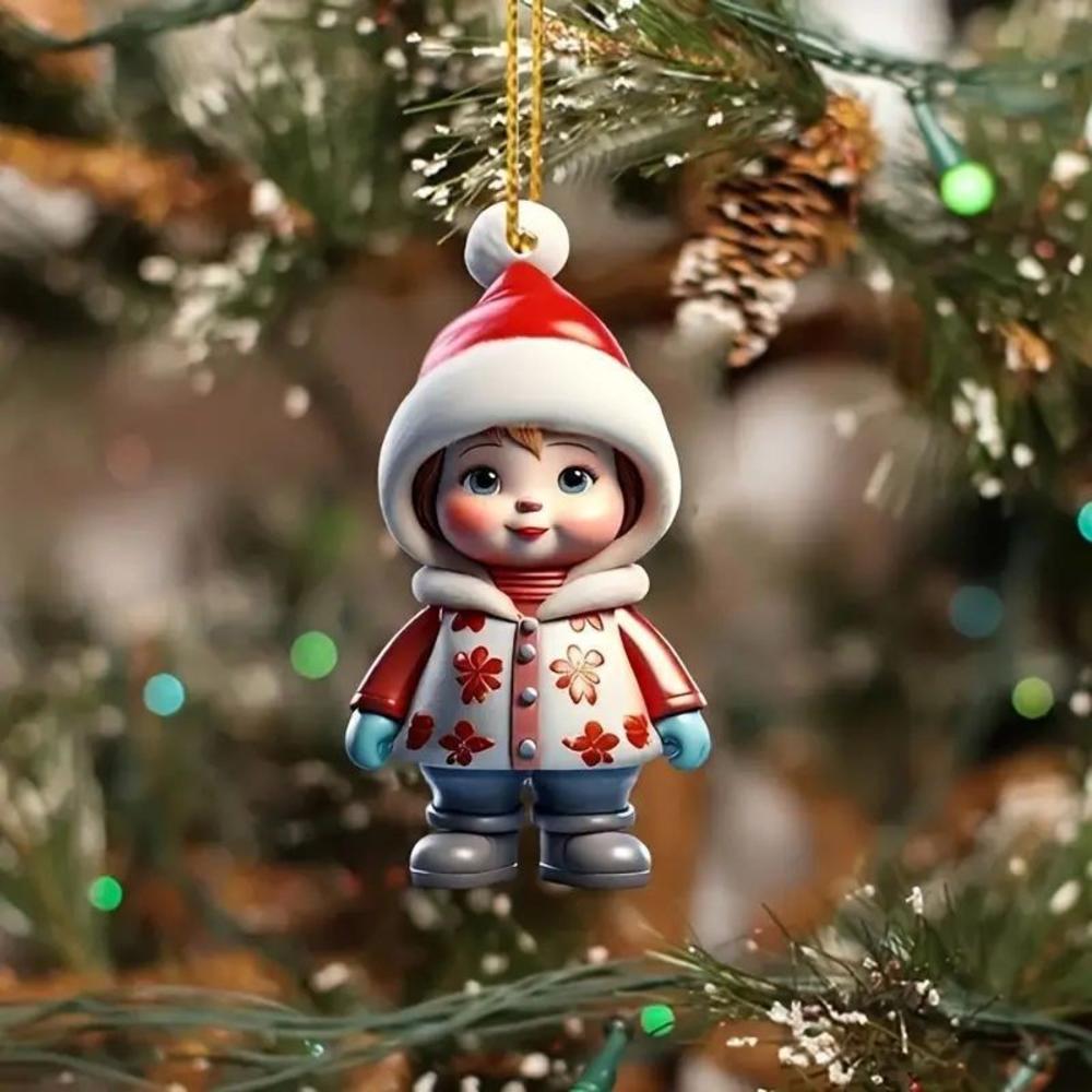 1pc Christmas Decoration Pendant 2D Acrylic Cartoon Christmas Snowman Home Garden Christmas Tree Pendant Party Decoration Decora