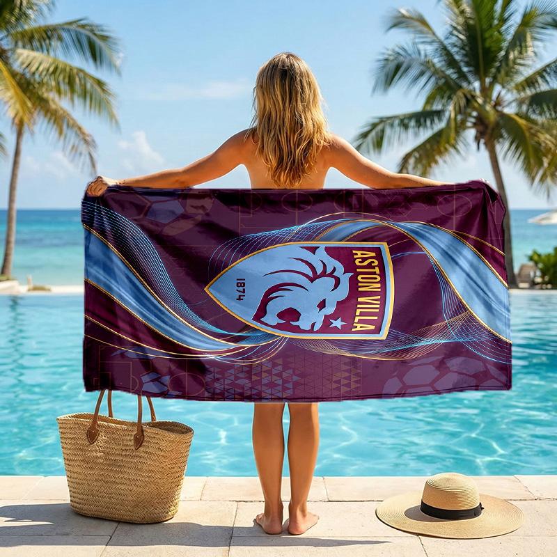 Aston Villa Football Beach Towel Soft Microfiber Summer Towel Quick Dry Absorbent Towel for Beach Swimming Pool Travel