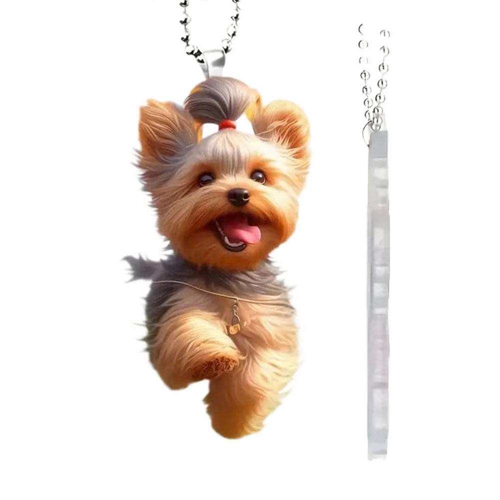 Yorkshire Terrier Dog Acrylic Pendant Hanging Decoration Cartoon Flat Animal Creative Pendant L J0Y9