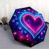 1pc Neon Heart Automatic Folding Umbrella - 8-Rib Durable Iron Frame, Compact Portable for Daily Travel yy251205049