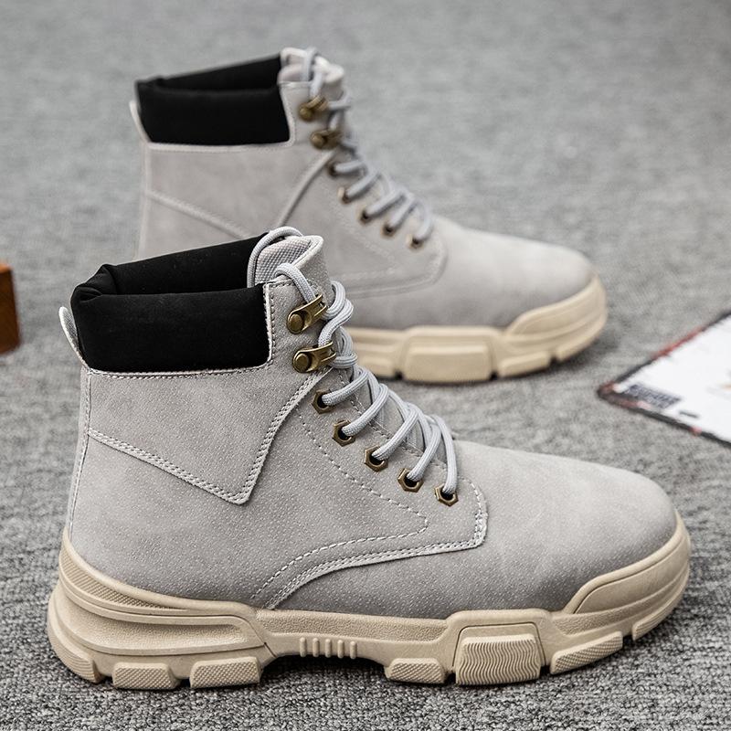 Fashion Men Shoes Spring Autumn Boots Retro Style Ankle Boots Lace Up Casual Boots High-top Shoes for Men Wear-resistant Zapatos Boots
