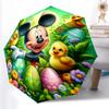 1pc Sturdy 8-Bone Auto Umbrella, Mickey And Minnie Pumpkin Halloween Floral Umbrella, Digital Printed, Foldable Umbrella for On-the-Go Outdoor Use