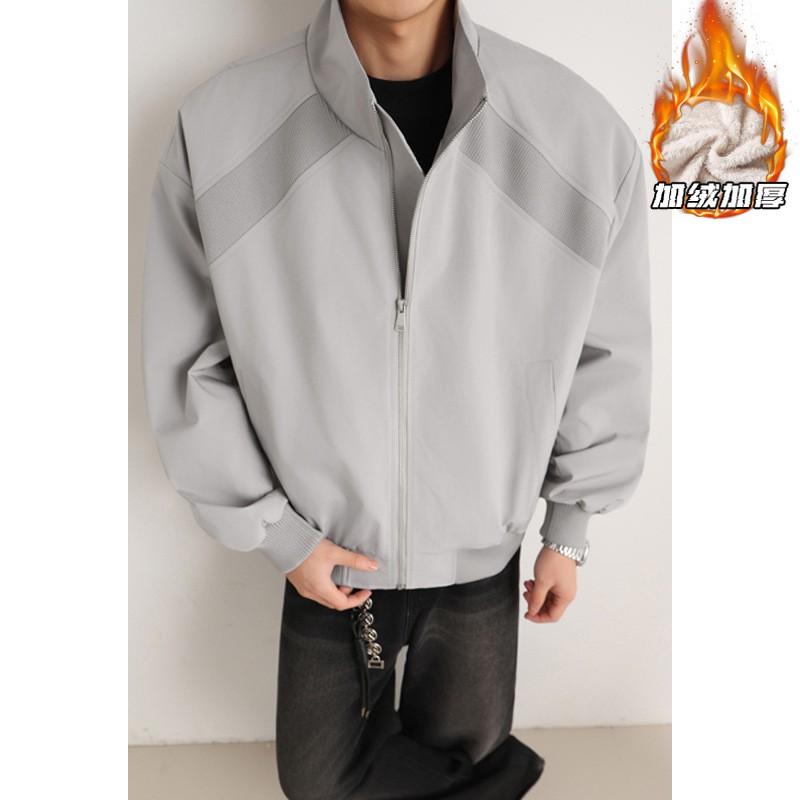 Mens Warm Fleece-Lined Cotton Jacket 2026 Loose Fit Stand Collar Zipper Front Plus Size M-5XL