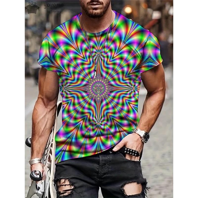 Мужская футболка с короткими рукавами с абстрактным хип-хоп-трендом Visual Illusion, напечатанная на 3D-принте, модные футболки с градиентом