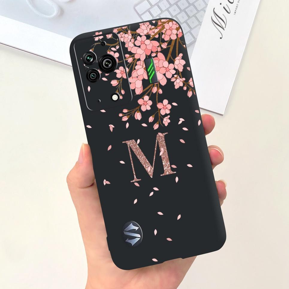 Чехол для телефона Black Shark 5 5Pro Буквы-прозвища Мягкий на ощупь Задняя крышка Черный силиконовый бампер Оболочка Xiaomi Blackshark 5 Pro