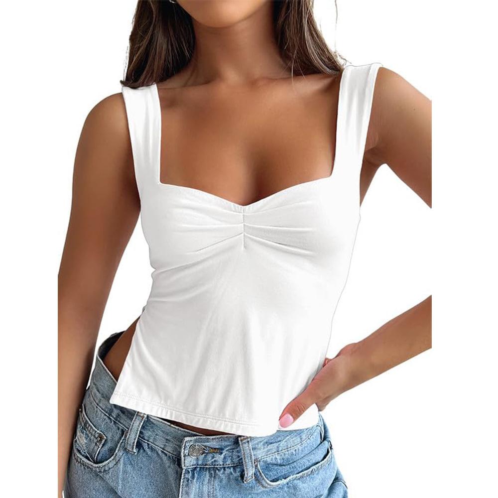 YYFS Женская мода повседневная летняя весна однотонная без рукавов с принтом на подтяжках блузки и рубашки