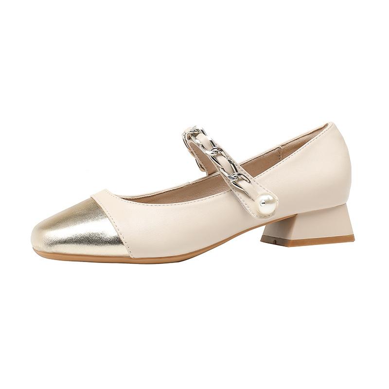 2024 Весна и осень Сезон Небольшой Нос Толстый Каблук Модные Универсальные Женские Одиночные Туфли