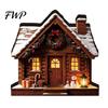 Seasonal Party Supplies Christmas Glowing House Ornament, LED Wooden Tabletop Decor for Durable Decorative Accents Holiday Village Display,