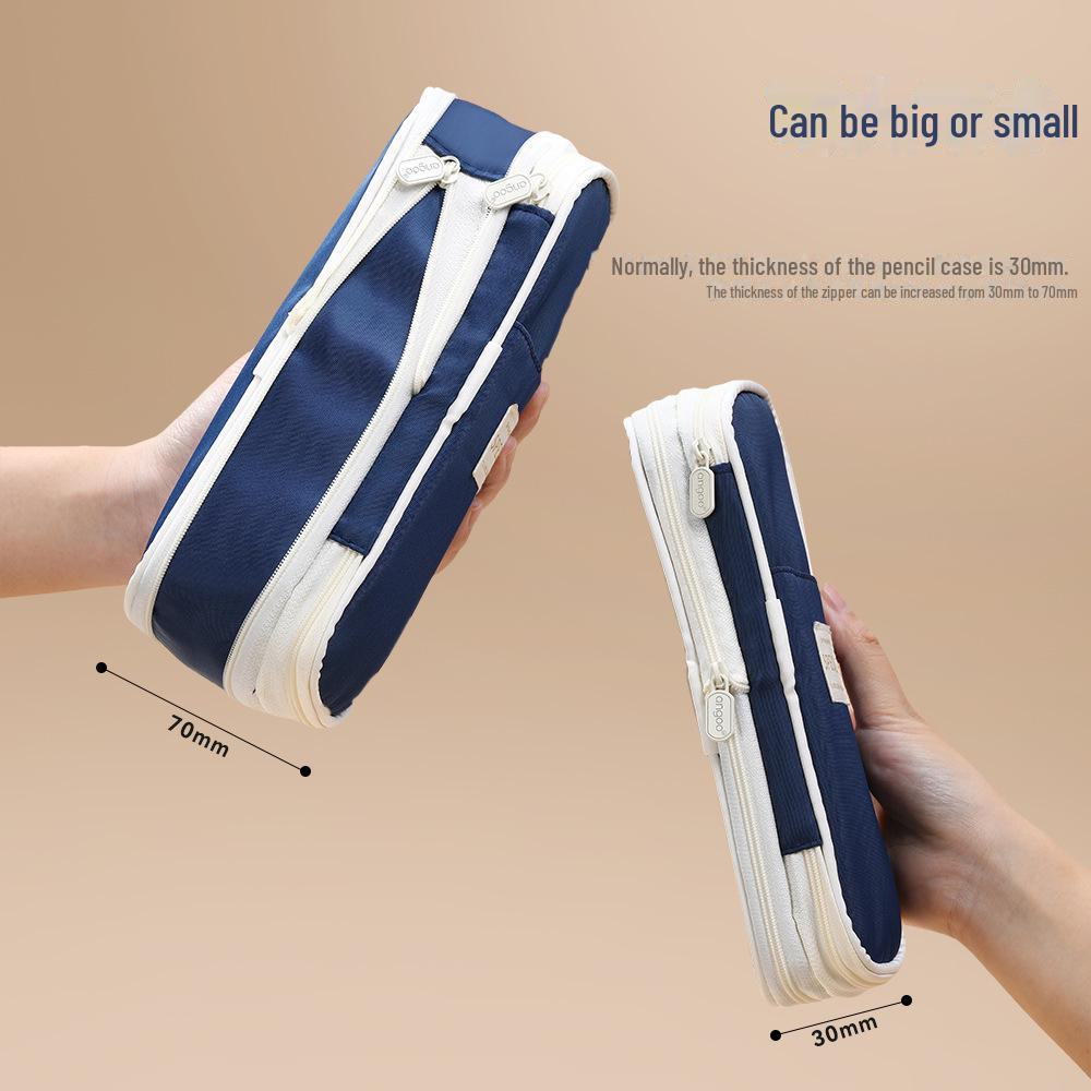 Выдвижной двухслойный пенал Macaron: Большая вместимость, однотонный цвет, для учеников младших и старших классов.