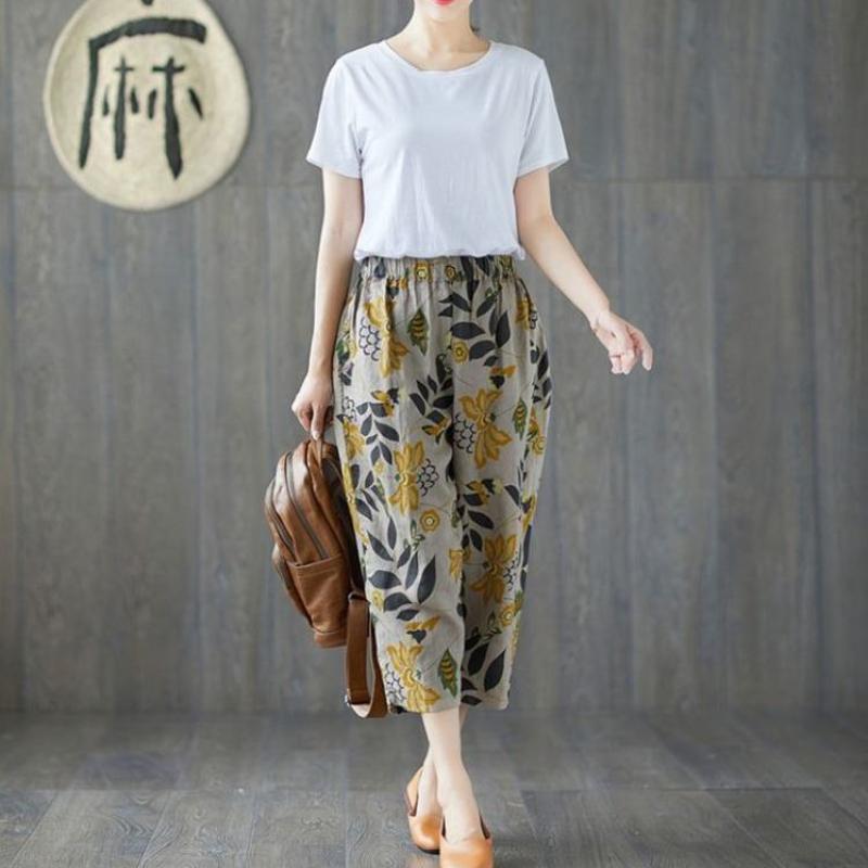 Весенние и летние брюки для мам, широкие шаровары больших размеров, хлопковые и шелковые свободные брюки с высокой талией, защищающие от комаров, женские