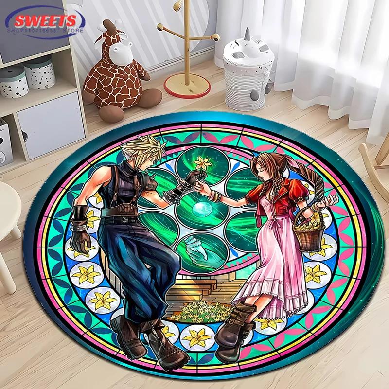 Круглый ковер Disney Kingdom Hearts, Нескользящий игровой коврик, Напольный ковер для гостиной, спальни, детской комнаты, Круглый коврик, Прочный моющийся коврик