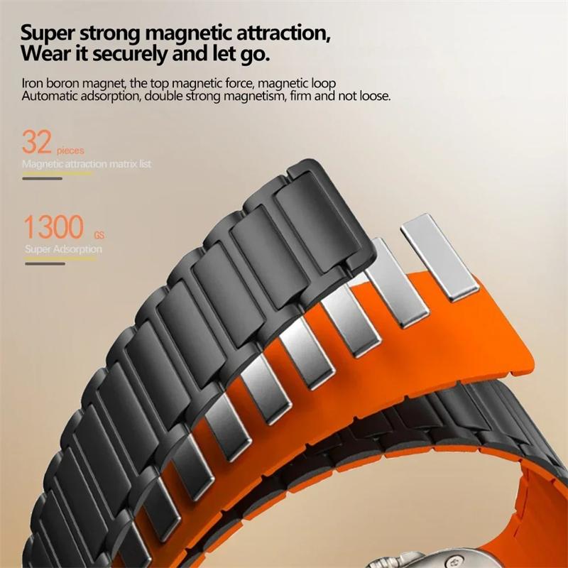 Magnetic Loop for Apple Watch Band 46mm 49mm 45mm 44mm 42mm 41mm 40mm 38mm Silicone Bracelet iWatch Series 10 9 8 7 6 5 Se Ultra 2 Strap