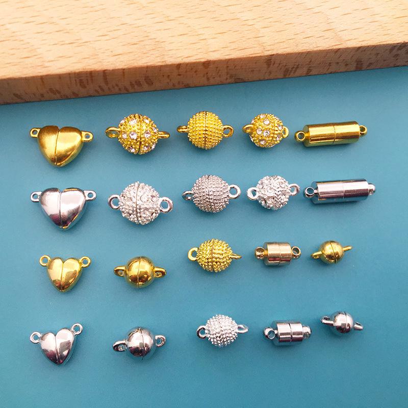 Золотая цилиндрическая магнитная пряжка для самодельных украшений ручной работы - пряжка для соединения ожерелья и браслета