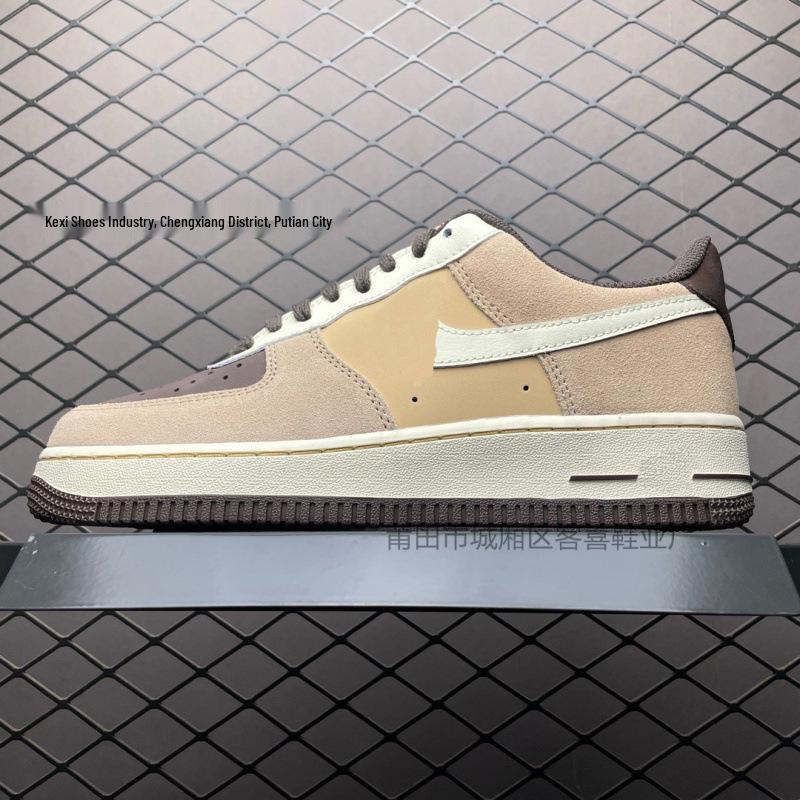 AF1 Air Force 1: Чисто-белые низкие кеды для женщин и мужчин цвета пшеницы - Повседневный стиль для пары.