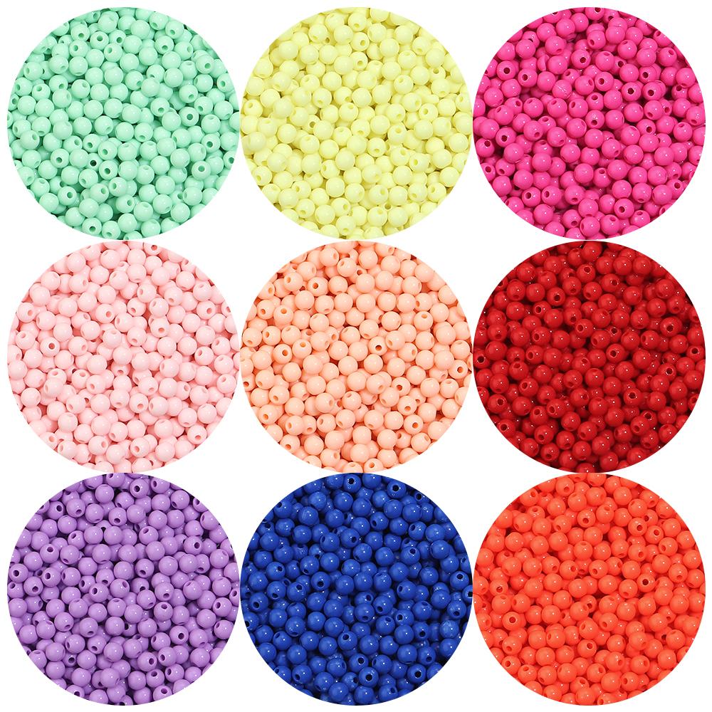 1000pcs/lot 5mm Solid Color Acrylic Round Beads Loose Spacer Mini Seed Bead For Jewelry Making DIY Bracelet Necklace Accessories