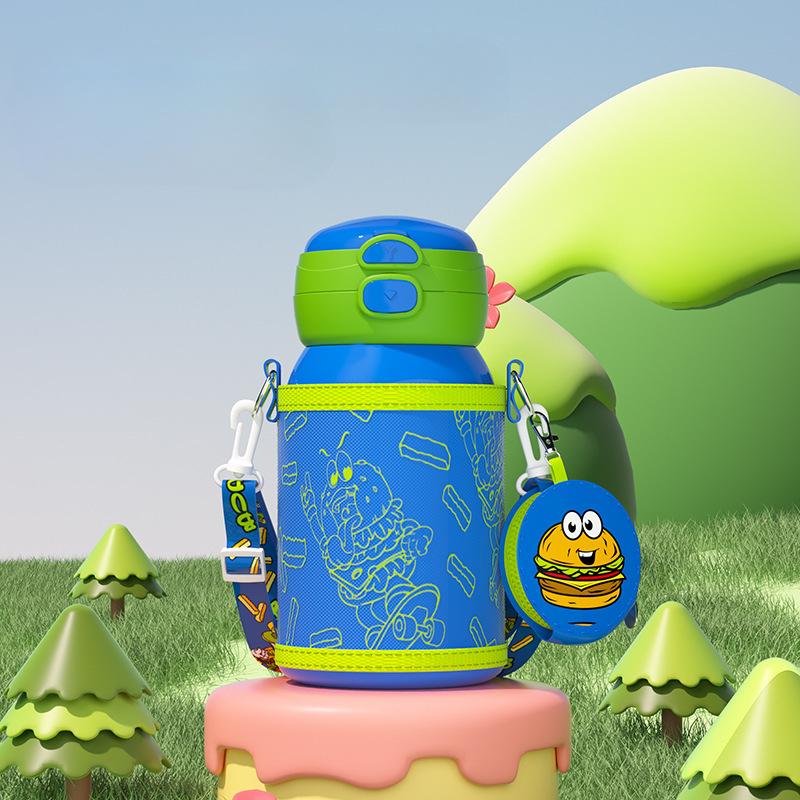 Детская вакуумная чашка из нержавеющей стали 316, красивая мультяшная милая соломенная двойная чашка для питья, портативная устойчивая к падению большая чашка для живота