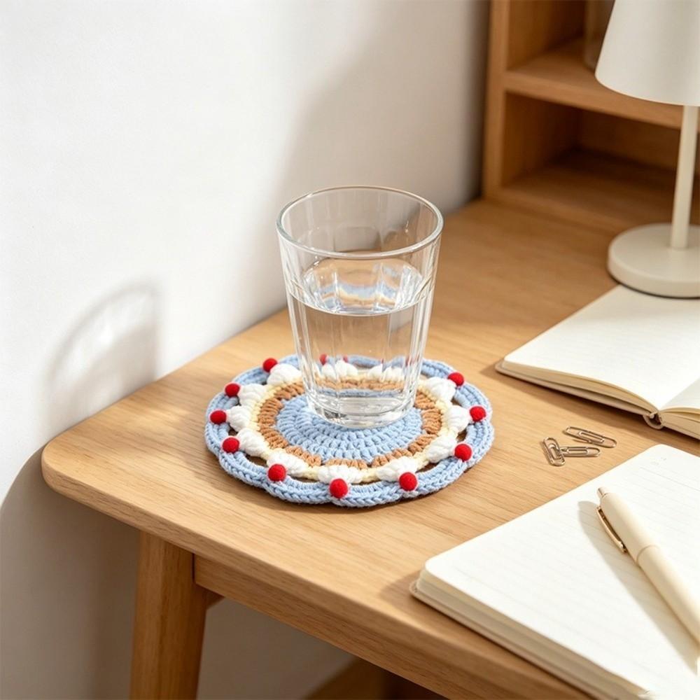 Handmade Insulation Mat Knitted Trivet Mats Desktop Decoration Coffee Cup Mat Coffee Table