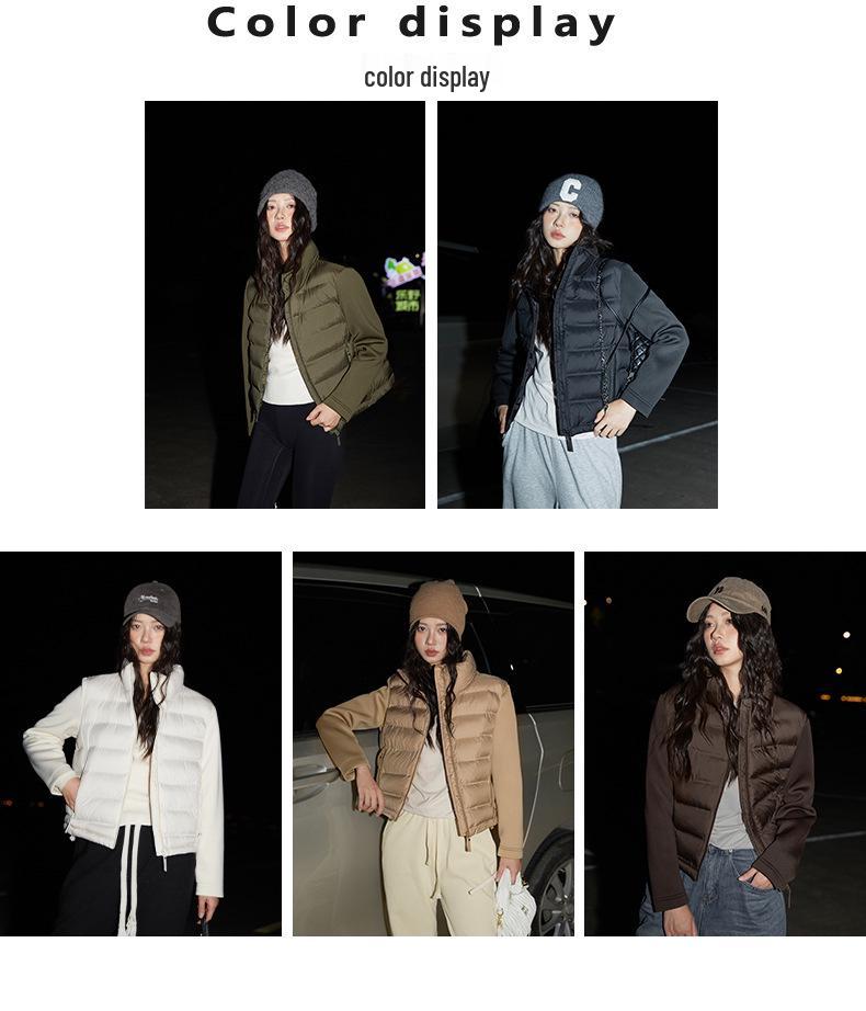 Women's Lightweight Down Cotton Jacket - 2025 Autumn/Winter Korean Style Stand Collar Outerwear