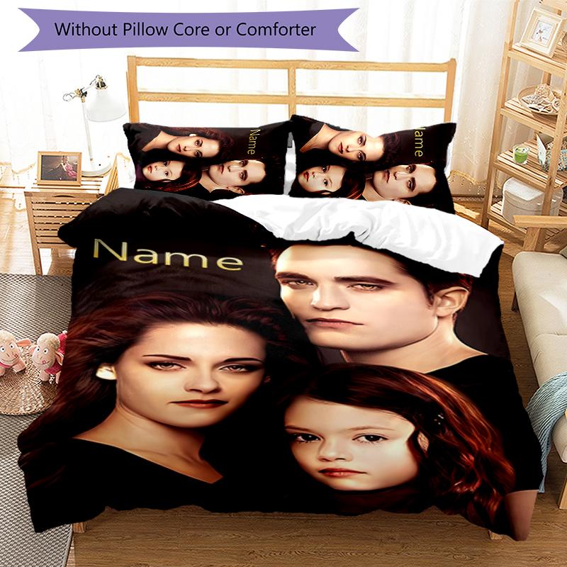 3pcs Custom Name The Twilight Saga Bedding Set Duvet Cover Closure Includes 1 Duvet Cover & 2 Pillowcases for All Seasons Bedroom Decor